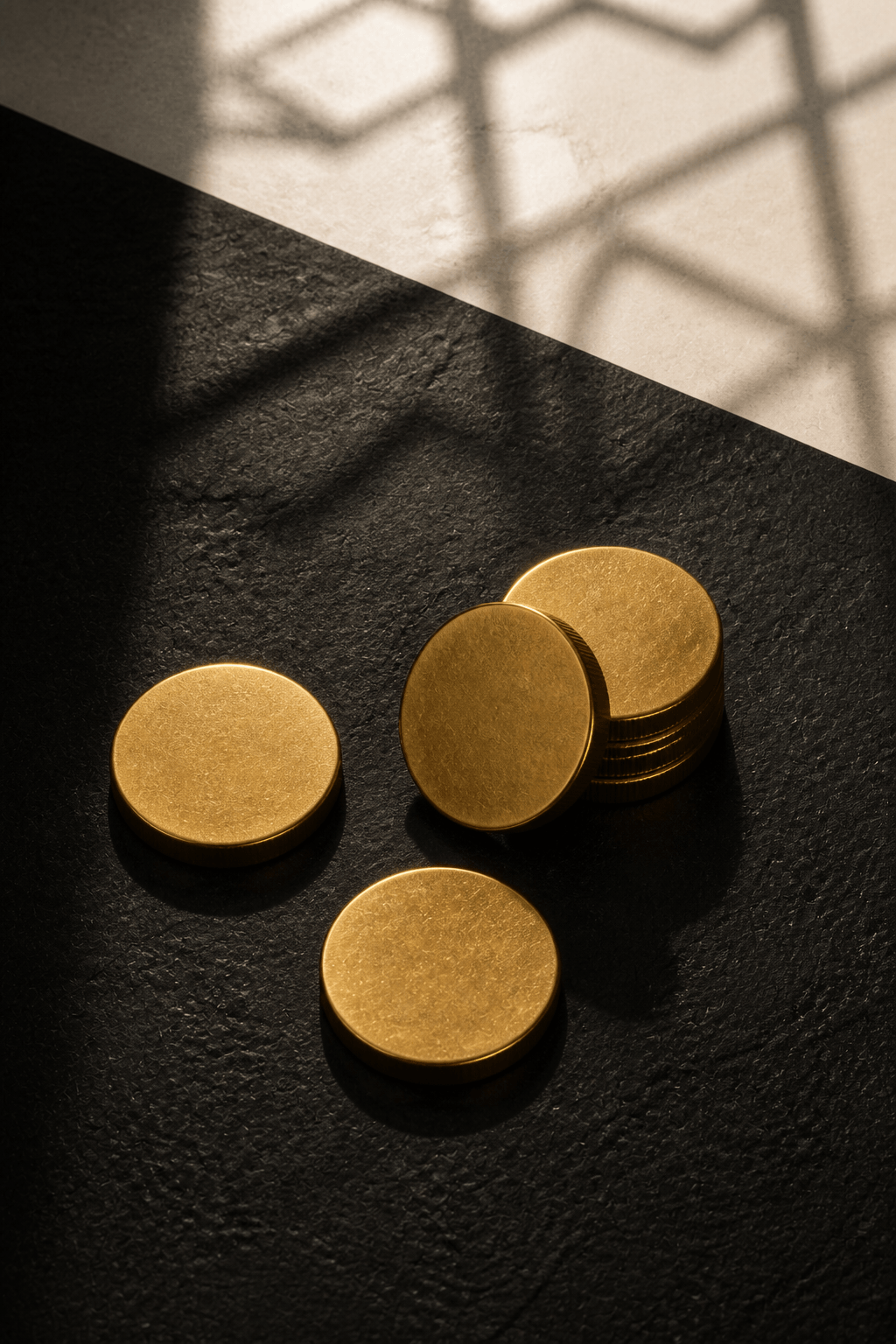 چیدمانی از سکههای طلای فیزیکی روی سنگ سیاه